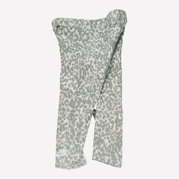 Nike Leopard Print Leggings pull-on elastic waist grey echo pink Girls 24 Mo - Picture 4 of 8